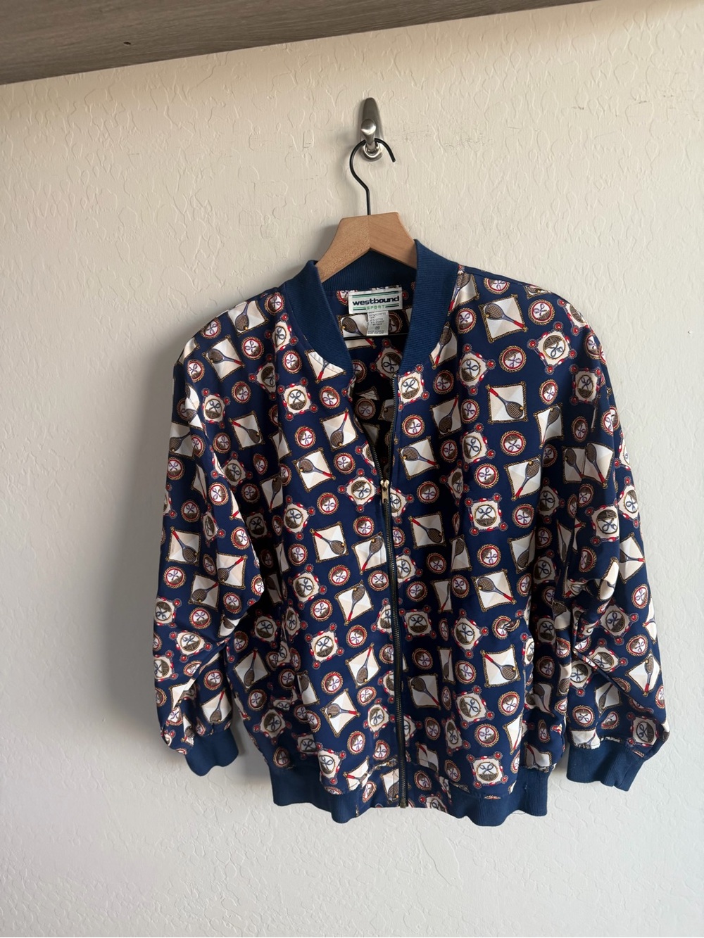 VTG Westbound Sport Tennis Bomber Jacket M Old Money Preppy Sportif Y2K Sporty